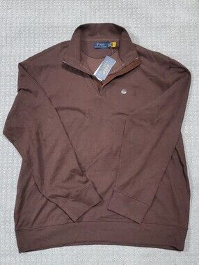 Polo Ralph Lauren Brown Knit Quarter-zip  Embroide Logo Long Sleeve Men Size XL